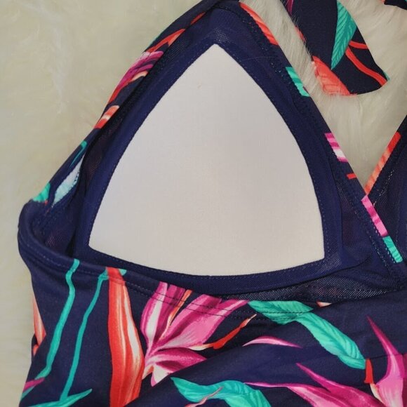 Tommy Bahama Birds Of Paradise Halter Cup Swim Tankini Top Multicolored Size M - Picture 6 of 11